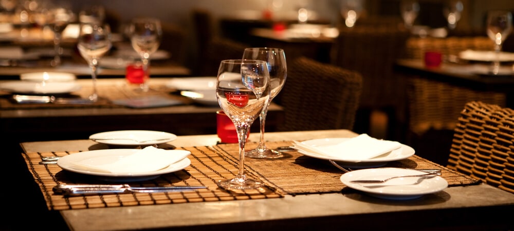 Fine table setting in gourmet restaurant