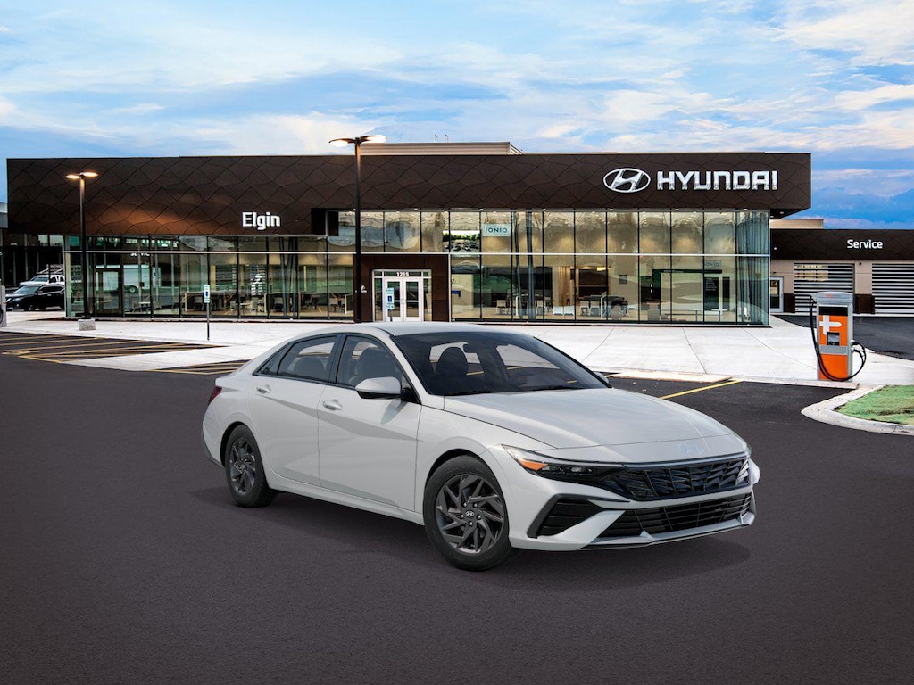 New 2026 Hyundai Elantra Hybrid Blue Sedan