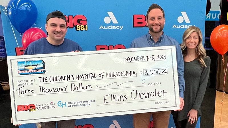 Elkins Chevrolet donates $3,000 to the Childrens Hospital of Philadelphia (CHOP)
