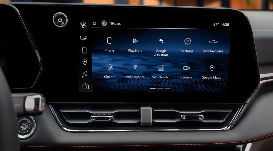 Close-up of the 11.3-inch touchscreen display featuring Google built-in navigation and apps inside a 2026 Chevy Equinox in Marlton, NJ.