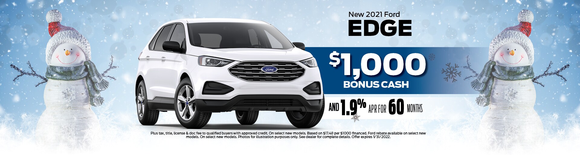 New 2021 Ford Edge with $1,000 bonus cash and 1.9% APR for 60 months | Ellsworth, WI