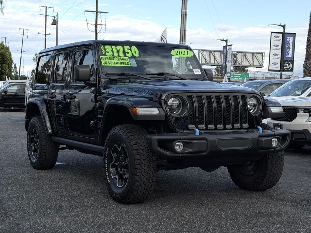 Certified 2021 Jeep Wrangler Unlimited Rubicon 4XE with VIN 1C4JJXR60MW765746 for sale in Duarte, CA