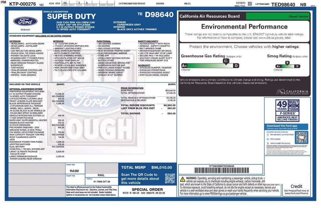 New 2026 Ford Super Duty F-250® Lariat® Truck Crew Cab