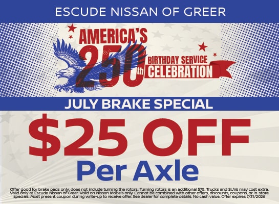 Auto Service & Parts Specials in Greer | Escude Nissan of Greer