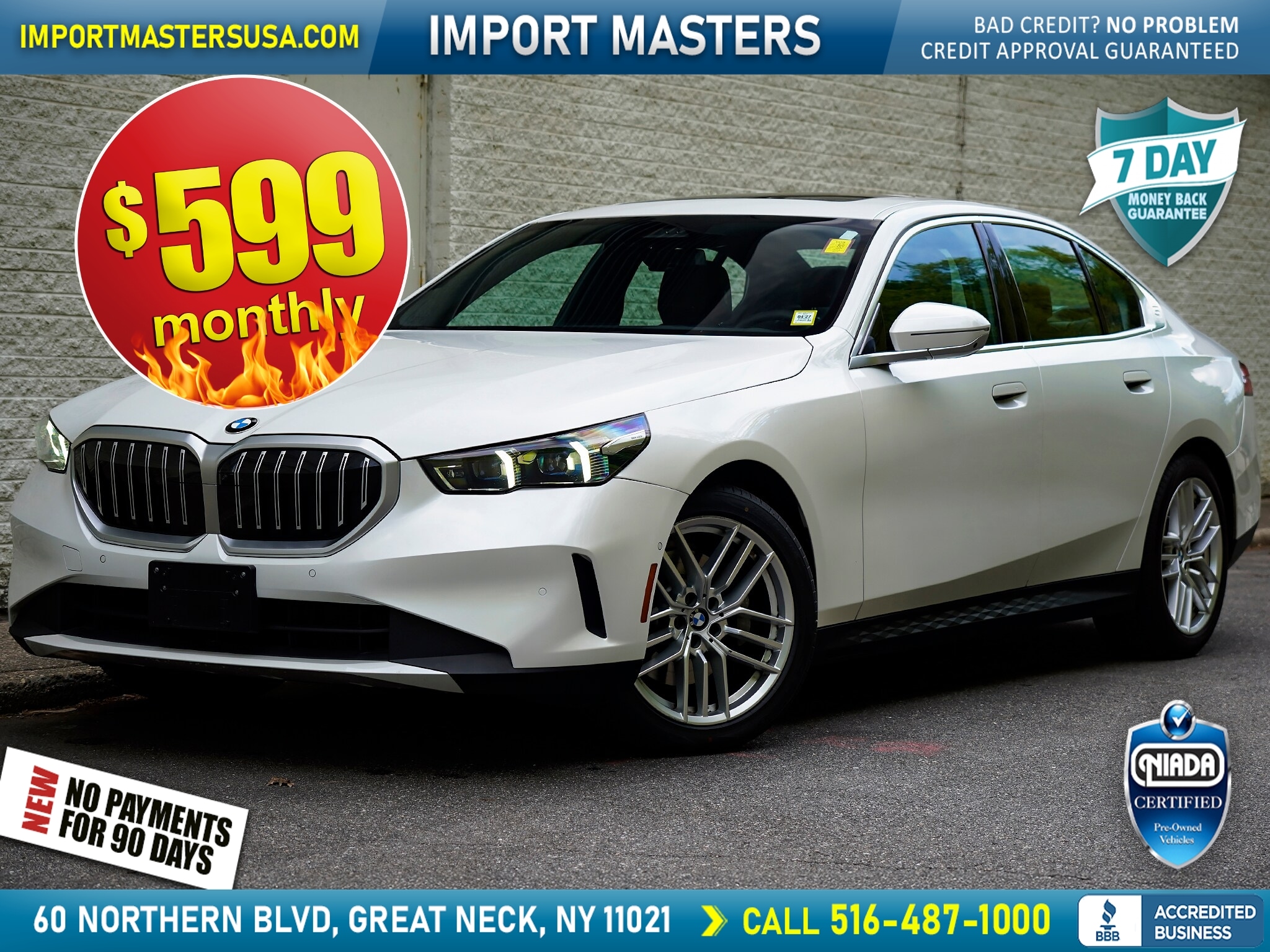 White 2025 BMW 5 Series Sedan All-Wheel Drive 8-Speed Automatic