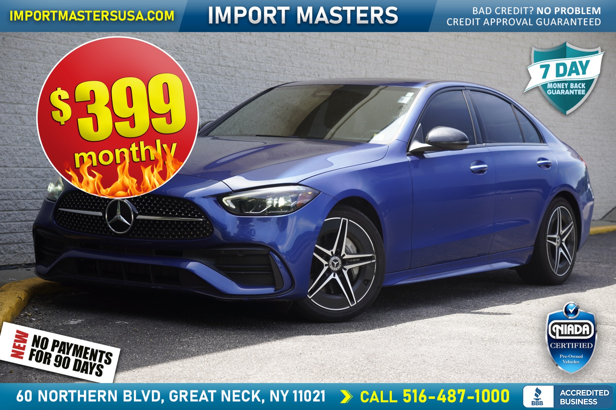 Blue 2023 Mercedes-Benz C-Class Sedan All-Wheel Drive 9-Speed Automatic