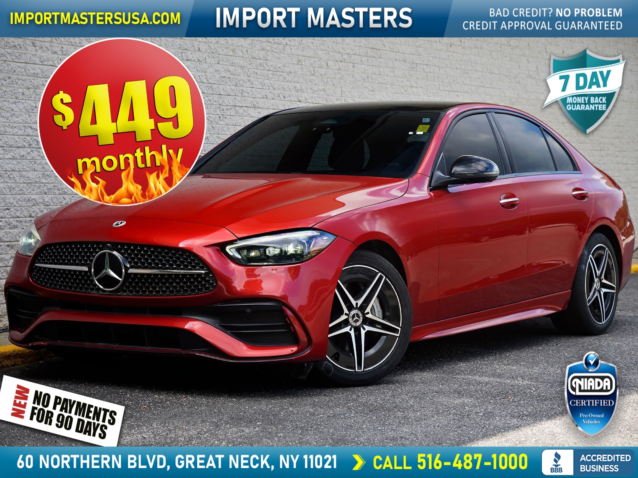 Red 2023 Mercedes-Benz C-Class Sedan All-Wheel Drive 9-Speed Automatic