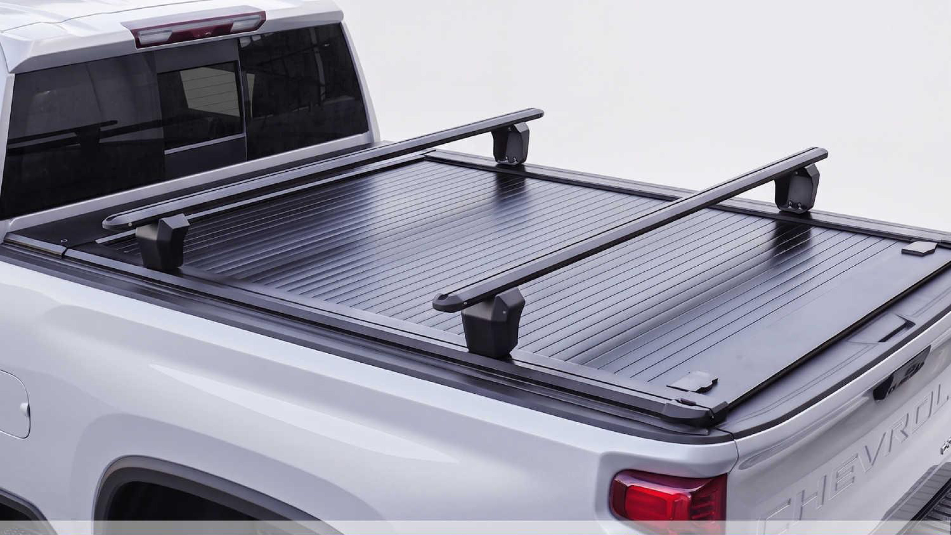 Chevrolet Silverado with genuine Chevy accessories including roof rack and tonneau cover near Issaquah, WA