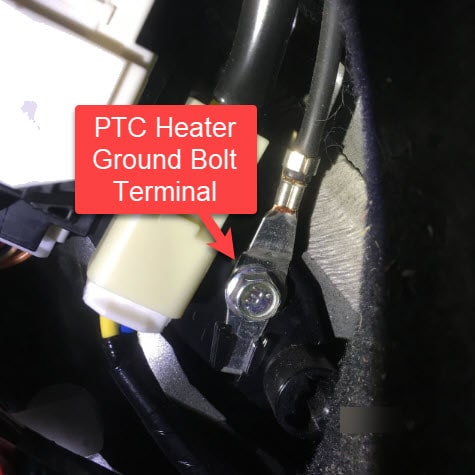 PTC Heater Ground Bolt Terminal in the WRL-22 recall