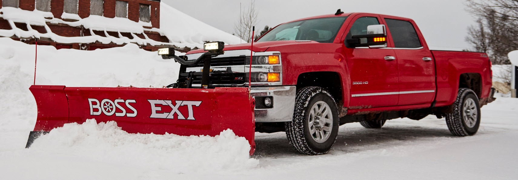 BOSS EXT plow installed on Chevy pickup by Auto City of Maine in Maine