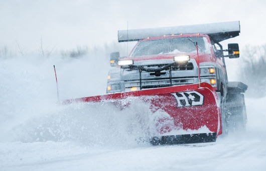 BOSS HD heavy duty snow plow installed on Chevy truck in Lewiston Maine