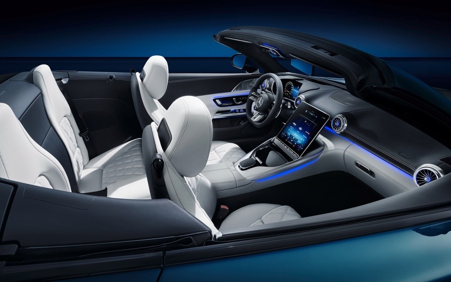 2022 Mercedes-AMG SL Interior white blue exterior