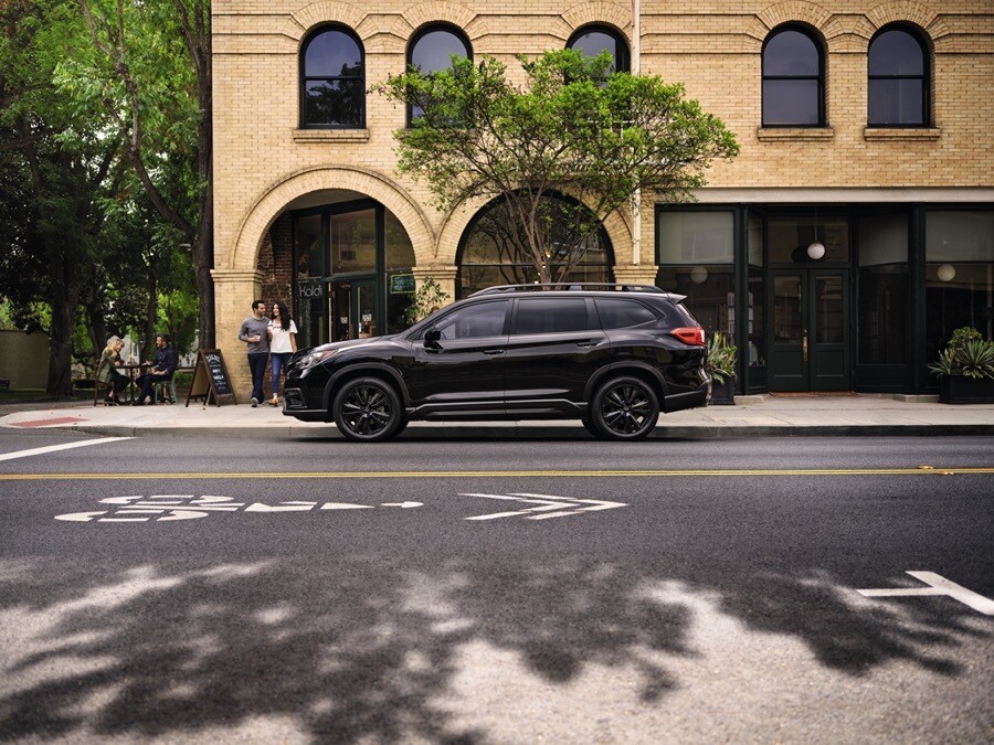 2022 Subaru Ascent Onyx Edition black side profile in town