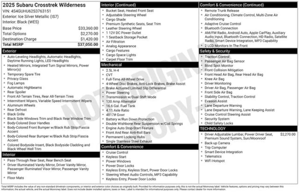Used 2025 Subaru Crosstrek Wilderness SUV