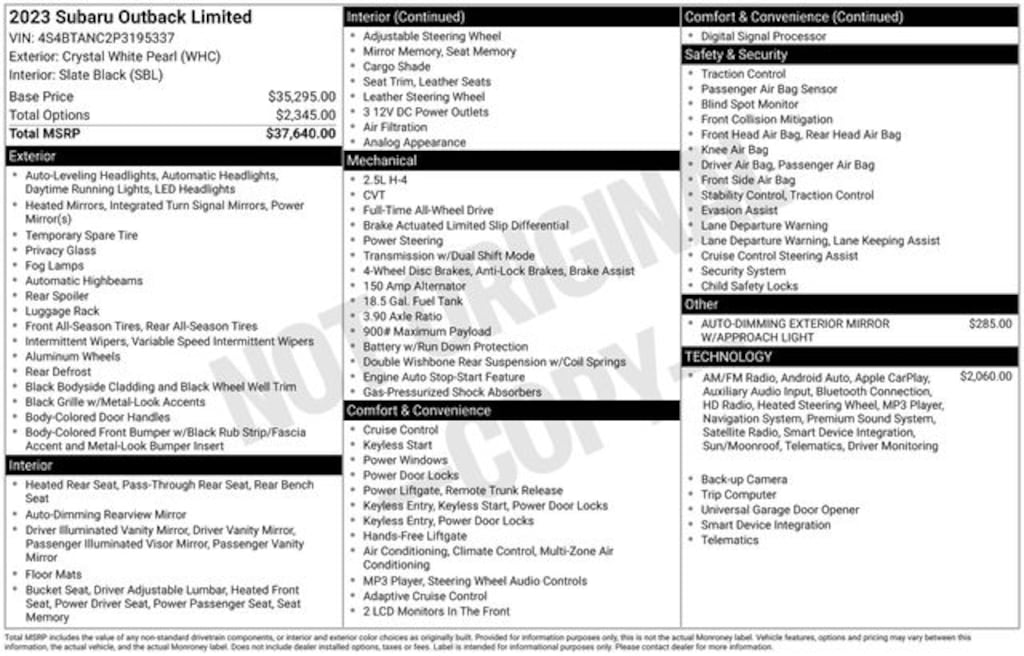 Used 2023 Subaru Outback Limited SUV