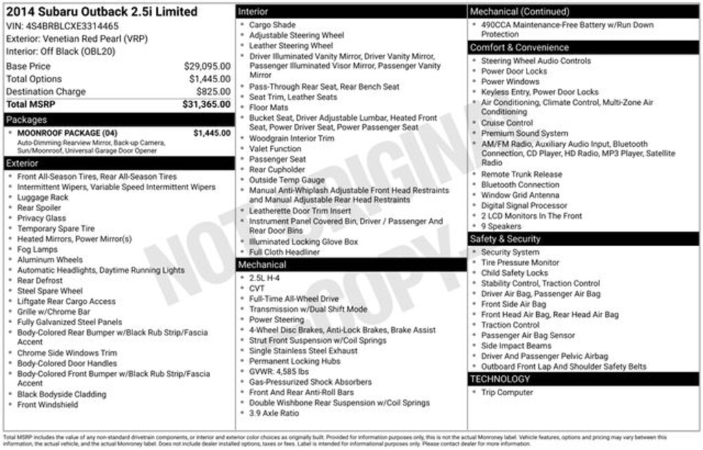 Used 2014 Subaru Outback 2.5i SUV
