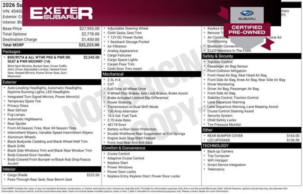Certified 2026 Subaru Crosstrek Premium SUV