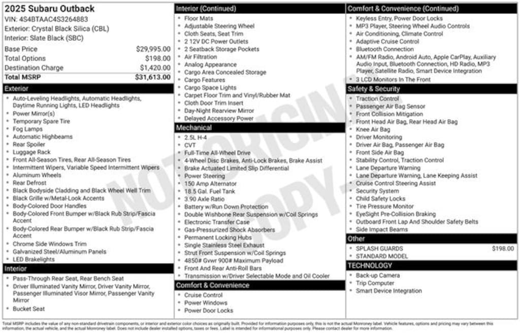 Used 2025 Subaru Outback 2.5i SUV