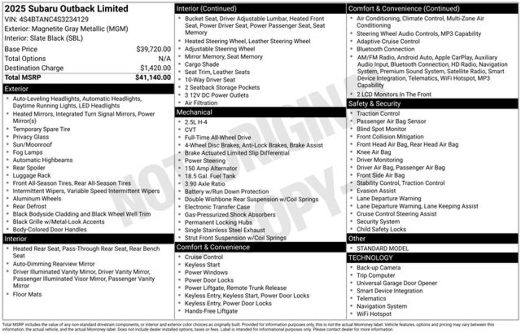 Used 2025 Subaru Outback Limited SUV