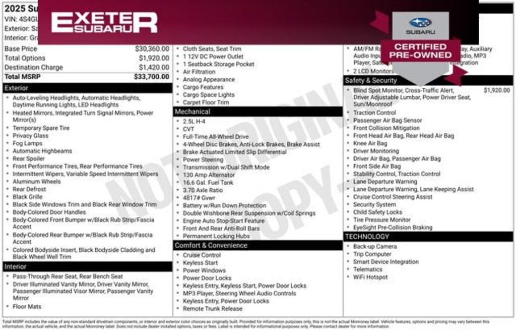 Certified 2025 Subaru Crosstrek Sport SUV