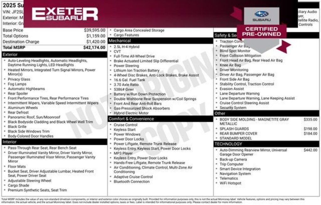 Certified 2025 Subaru Forester Hybrid Sport SUV