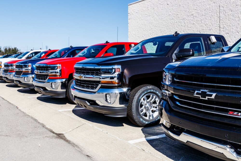 Chevrolet Silverado models lined up