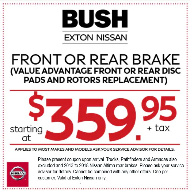 Nissan Service Coupons and Specials at Exton Nissan Service Center Near