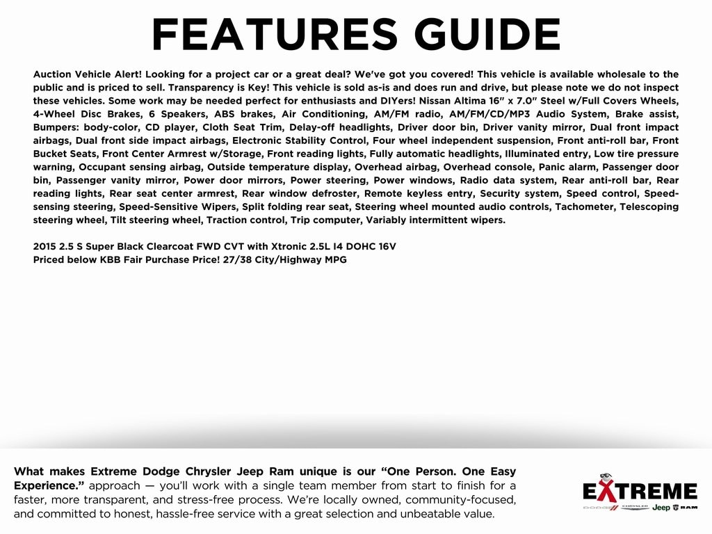 Used 2015 Nissan Altima 2.5 S Sedan