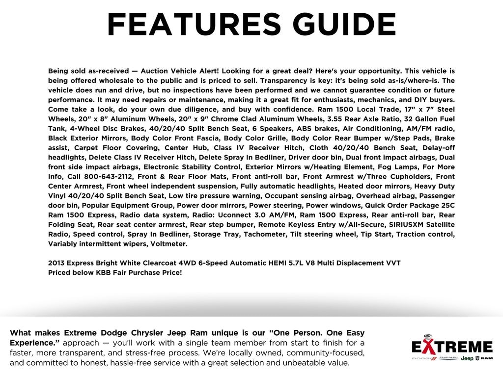 Used 2013 Ram 1500 Express Truck Crew Cab