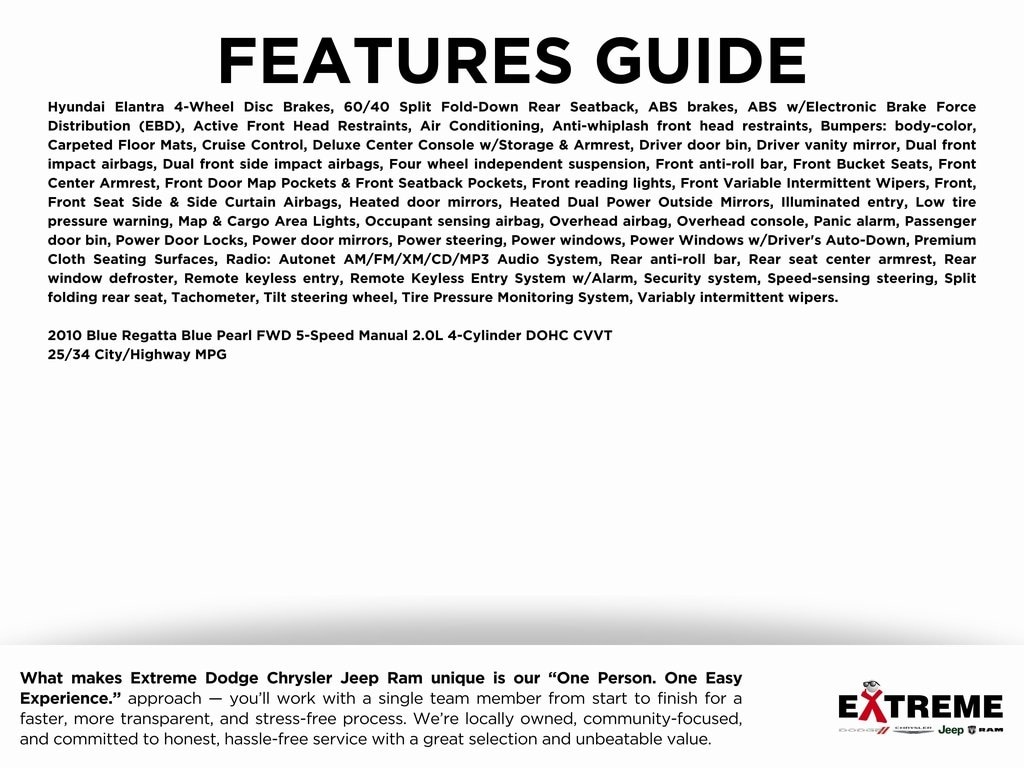 Used 2010 Hyundai Elantra Blue Sedan