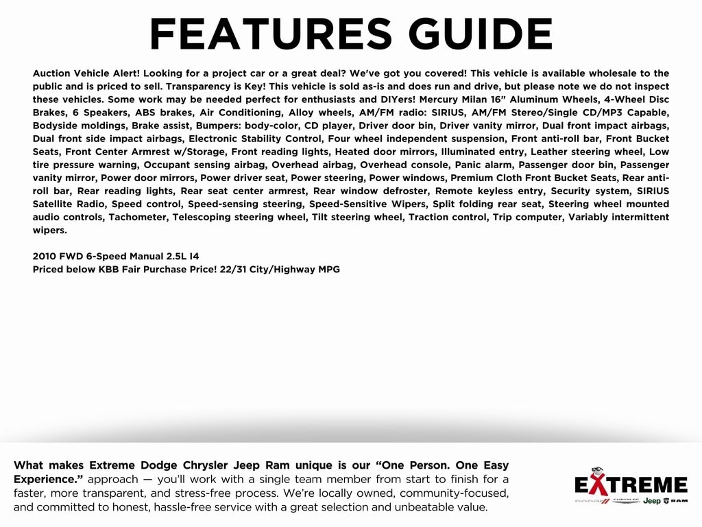 Used 2010 Mercury Milan Base with VIN 3MEHM0HA9AR636016 for sale in Jackson, MI