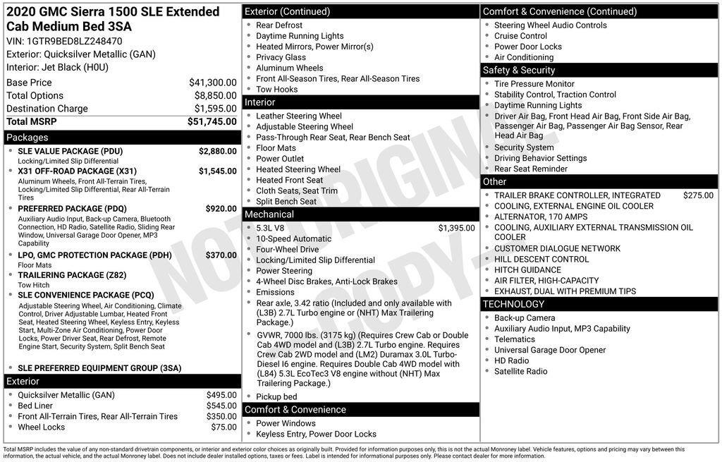 Used 2020 GMC Sierra 1500 SLE Truck
