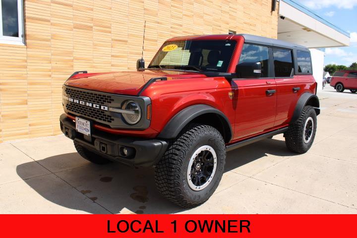 Used 2023 Ford Bronco 4-Door Badlands with VIN 1FMEE5DPXPLB77252 for sale in Fairmont, MN