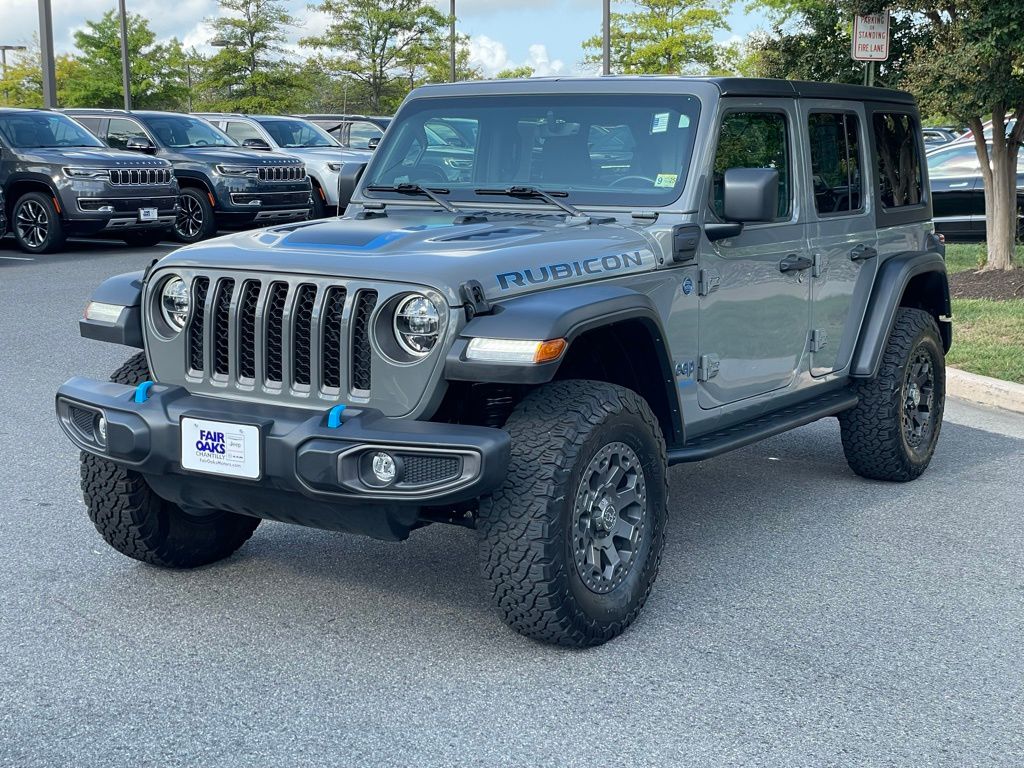 Certified 2021 Jeep Wrangler Unlimited Rubicon 4XE with VIN 1C4JJXR68MW765297 for sale in Chantilly, VA