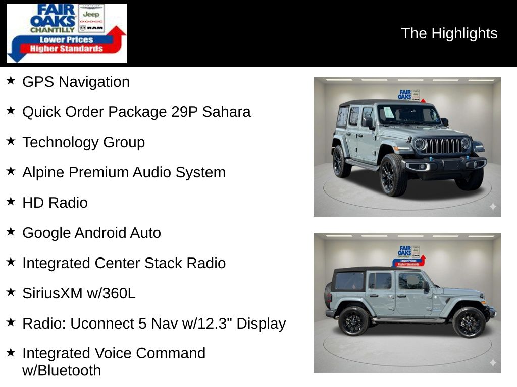 Used 2024 Jeep Wrangler 4xe Sahara 4XE with VIN 1C4RJXP67RW188873 for sale in Chantilly, VA