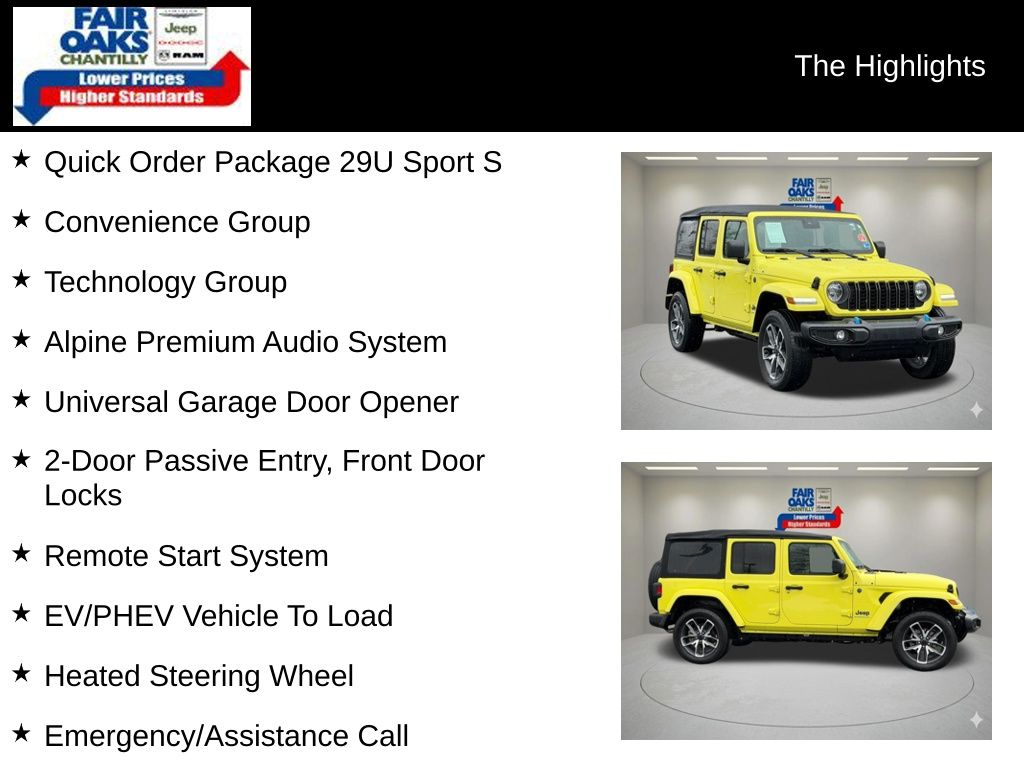 Used 2024 Jeep Wrangler 4xe Sports S 4XE with VIN 1C4RJXN65RW144096 for sale in Chantilly, VA