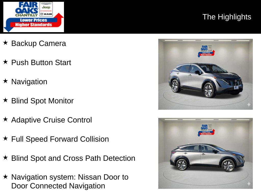 Used 2023 Nissan Ariya Engage with VIN JN1AF0BA8PM406798 for sale in Chantilly, VA