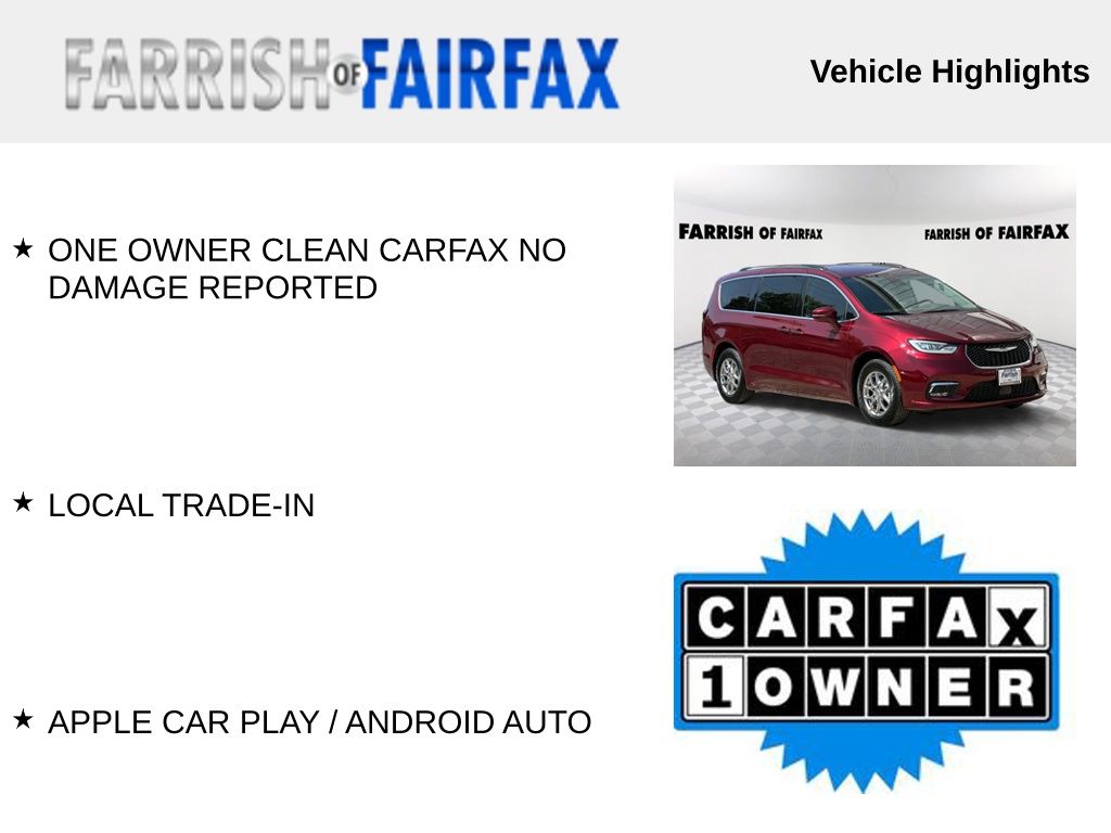 Used 2021 Chrysler Pacifica Touring with VIN 2C4RC1FG2MR505042 for sale in Fairfax, VA