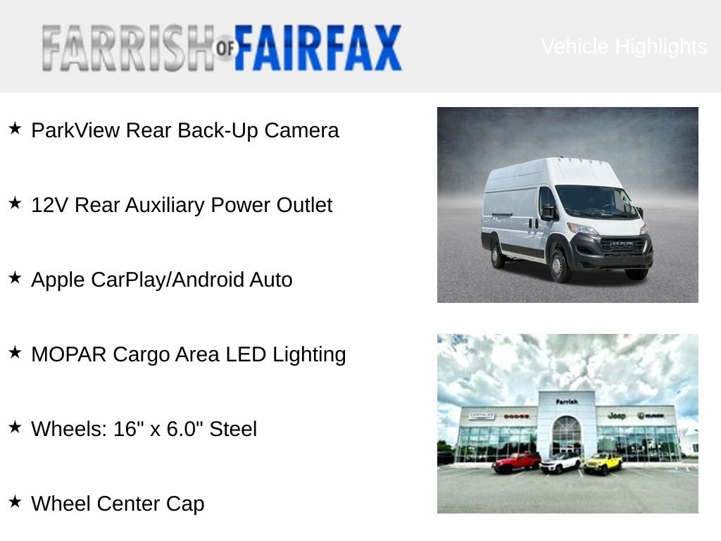 New 2024 Ram ProMaster PROMASTER 3500 TRADESMAN CARGO VAN SUPER HIGH ROOF Cargo Van