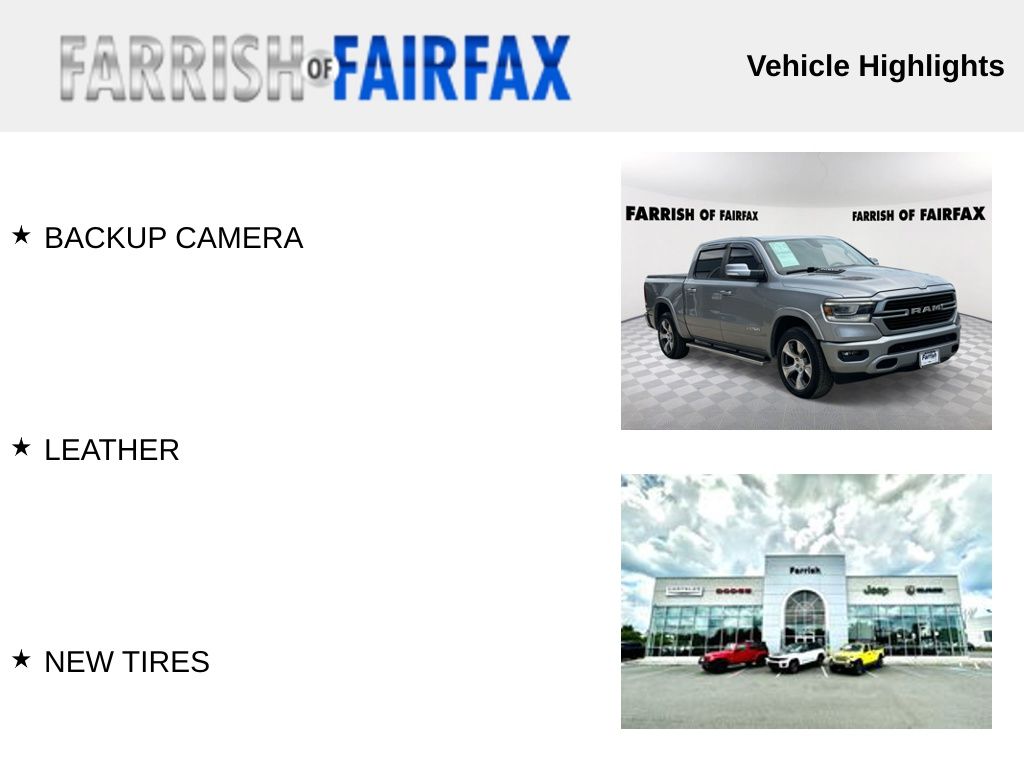 Used 2019 RAM Ram 1500 Pickup Laramie with VIN 1C6SRFJT0KN562147 for sale in Fairfax, VA