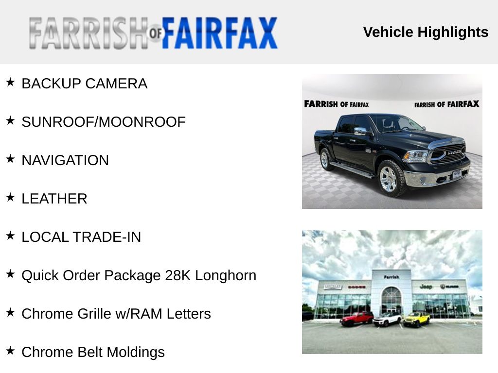 Used 2017 RAM Ram 1500 Longhorn with VIN 1C6RR7PT0HS801332 for sale in Fairfax, VA