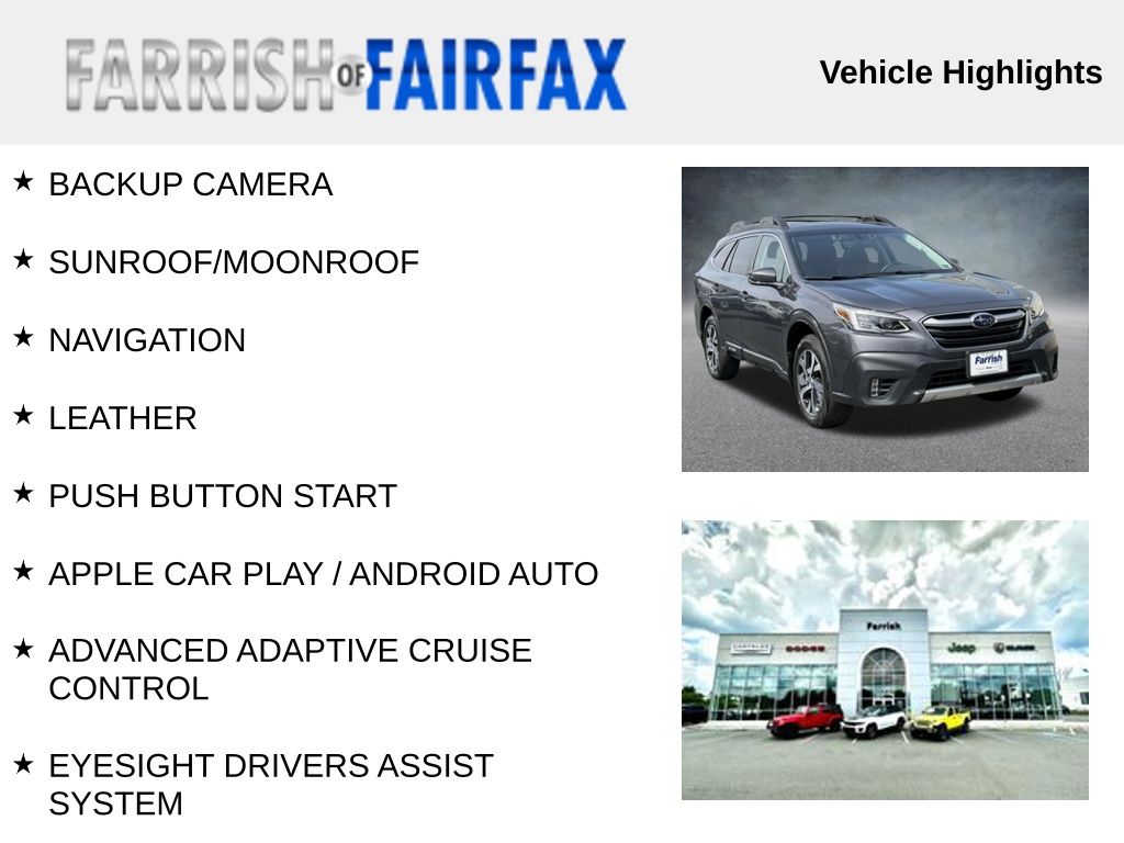 Used 2022 Subaru Outback Limited with VIN 4S4BTANC5N3221880 for sale in Fairfax, VA