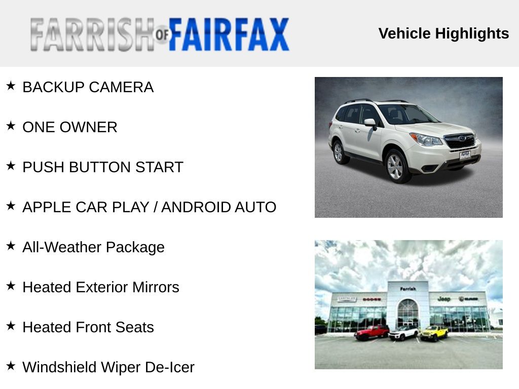 Used 2016 Subaru Forester i Premium with VIN JF2SJADC4GH551481 for sale in Fairfax, VA