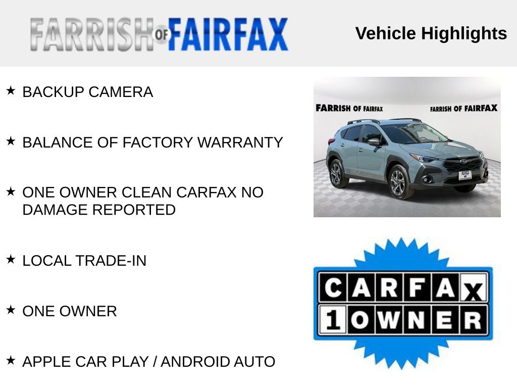 Used 2024 Subaru Crosstrek Premium with VIN JF2GUADC4R8316160 for sale in Fairfax, VA