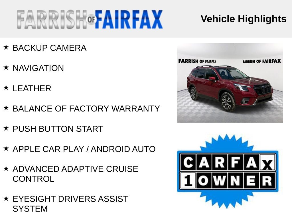 Used 2023 Subaru Forester Limited with VIN JF2SKAPC4PH474300 for sale in Fairfax, VA