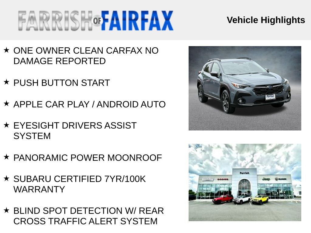 Certified 2024 Subaru Crosstrek Premium with VIN JF2GUADC9RH391422 for sale in Fairfax, VA