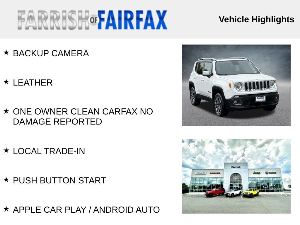 Used 2018 Jeep Renegade Limited with VIN ZACCJBDB4JPH44665 for sale in Fairfax, VA