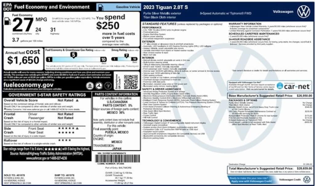 Used 2023 Volkswagen Tiguan 2.0T S SUV
