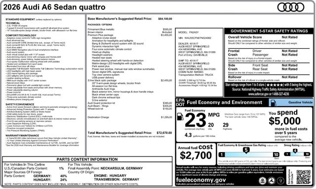2026 Audi A6 Premium Plus quattro S tronic's photo