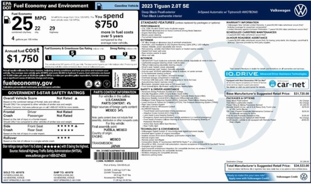 Used 2023 Volkswagen Tiguan 2.0T SE SUV